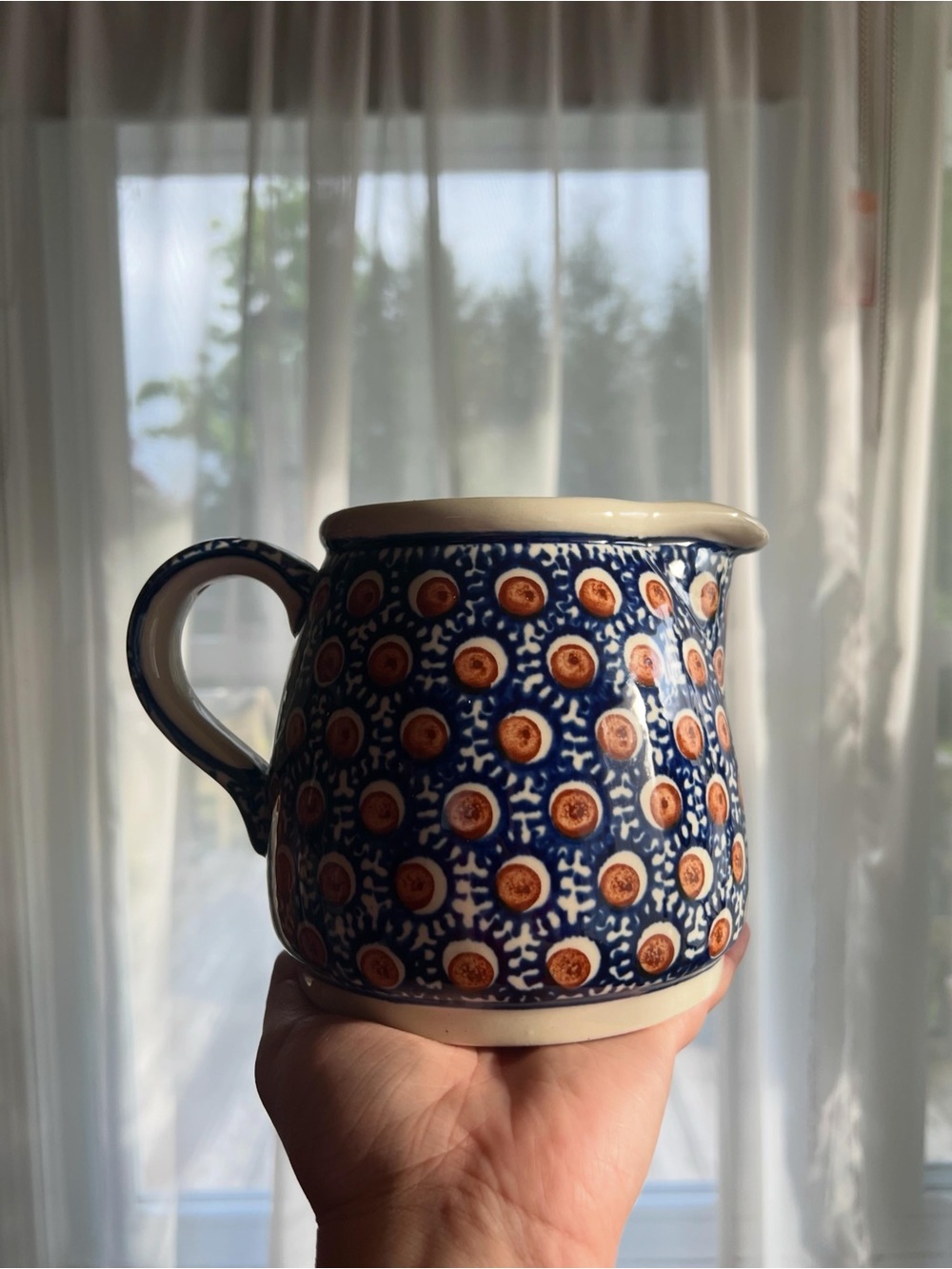 Authentic Handmade Polish Pottery Pitcher